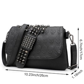 RainboSee Women Punk Skull Shoulder Top-Handle Bag Rivet Purse Handbag Chain Satchel Tote, Skull Rivet