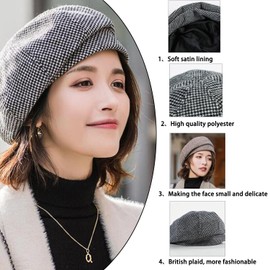 WANYIG Winter Beret Cap Women's Korean Style Women Beret Hat Dress Hat Winter Hat Comfortable and Warm for Spring/Autumn/Winter, black
