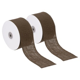 PATIKIL 2.5 Inch Wide 10 Yards Burlap Ribbon, 2pcs Natural Jute Fabric Crafts Roll Gift Wrapping for Party Home DIY Bow Decoration Wedding Christmas, Brown