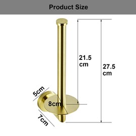 Vertical Toilet Paper Holder for Double Rolls KWQKEM Wall Mounted TP Roll Storage with Round Plate Stainless Steel Metal Toilet Paper Hanger for Bathroom Kitchen Durable Modern Design (Gold)