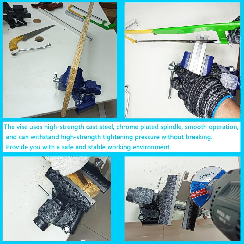 MYTEC 2-In-1 Bench Vise Heavy Duty for Workbench, 6.0" blue,