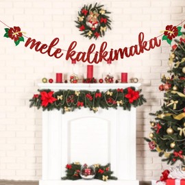 Glittery Mele Kalikimaka Banner Chistmas Hawaiian Banner Mele Kalikimaka Hawaiian Christmas Decorations Hawaiian Holiday Party Decorations