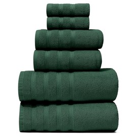 Hearth & Harbor Bath Towels for Bathroom - 100% Ring Spun Cotton Luxury Bathroom Towels - Soft & Highly Absorbent Bath Towels Set, 6 Piece Set, Hunter Green