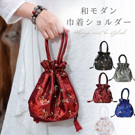 Harugio Drawstring Bag, Yukata Bag, Women's, Handbag, Yukata Bag, Drawstring Pouch, Small Size, Mini Yukata, Bag, Bag, Stylish, Cute, Stylish, Cute, Dress, Kimono, Kimono, Popular, gray, Free size