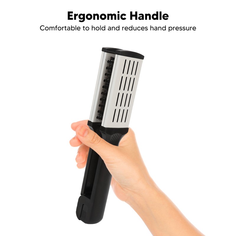 Hair Straightening Double Brush Comb Soft Bristles Prevent Static Heat