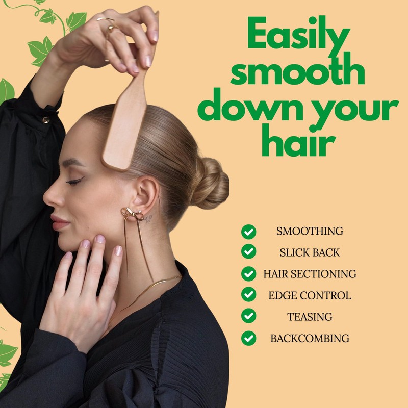 GranNaturals Boar Bristle Slick Back Hair Brush for Sleek Ponytail