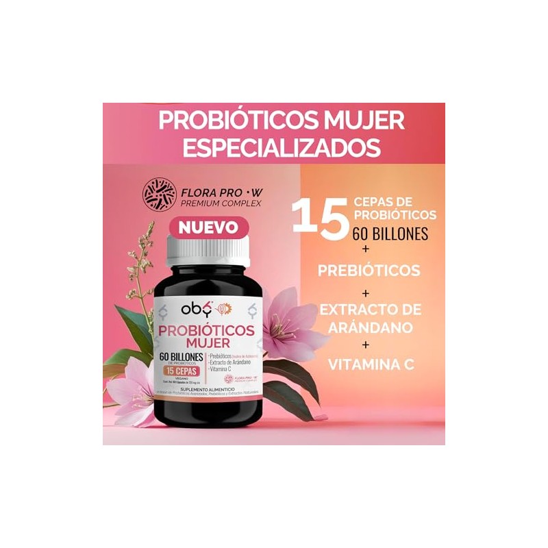 Probioticos Mujer Flora Pro Complex Billones Cepas Femeninos Prebioticos Inulina