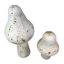 Set of 2 White Metal Mushrooms, Indoor Outdoor Garden Statues, 9 & 16 inch Rustic Modern Farmhouse Decor, Weather-Resistant Yard Sculpture, Artistic Patio Accent