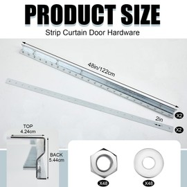 Yaocom 2 Sets Commercial Industrial Strip Curtain Door Hanger Hardware 4 Foot Galvanized Steel Strip Door Kit for Frame or Wall Mount