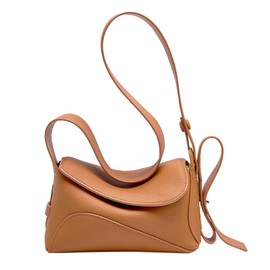 MFFOR Women's Shoulder Bag, Genuine Leather, Square, Crossbody Bag, Compact, Crossbody Bag, Lightweight, Small, Stylish, Cute, Simple, Casual, Popular, brown (caramel)