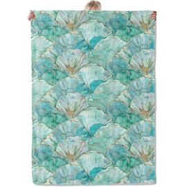 Aonimonis Manta de concha de mar para mujer, manta de franela suave y cálida para recámara, viajes, sofá, decoración del hogar, 50 x 60 pulgadas