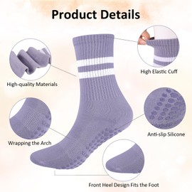 Radsocken 5 Pairs Non Slip Yoga Socks Reformer Pilates Socks with Grips for women, Anti-Slip Grip Socks for Ballet, Barre,Trampoline Fitness,Hospital, Home(M green)