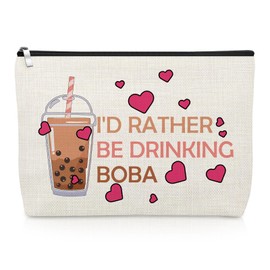 Boba Tea Lover Gifts Makeup Bag Boba Gifts for Girls Best Friend Daughter Sister Drinking Present for Woman Cosmetic Bag Christmas Birthday Present for Tea Lovers Friendship Travel Toiletry Pouch