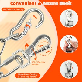 Lonepetu 20FT Heavy Duty Dog Chains, Stainless Steel Dog Tie Out Cable for Outside with Swivel Hook, Medium Large Dogs Chew Proof Long Lead Dog Leash for Yard Camping Hiking, 3MM