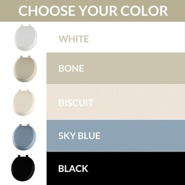 Padded Toilet Seat, Cushioned Soft Vinyl over Wood Core Seat, Secure Hinges, Easy Clean, Round, Biscuit