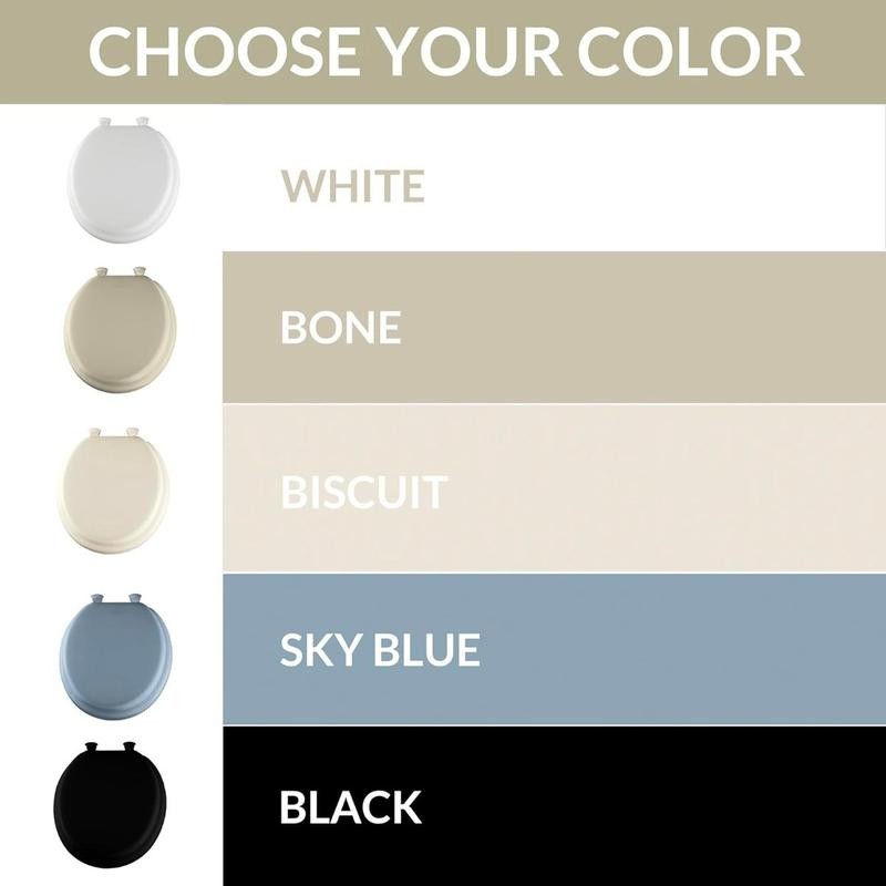 Padded Toilet Seat, Cushioned Soft Vinyl over Wood Core Seat,