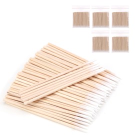 Pack of 500 Wooden Cotton Buds, Cleaning Sticks with Tip for Camera, Precise Tip Applicators for Tattoo, Eyebrows, Beauty, Makeup and Nails, Lint-Free and Durable