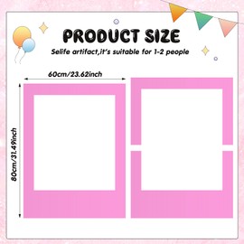 Beeveer 32 x 24 Inch Large Blank DIY Photo Booth Props Picture Frame Party Frame DIY Photo Booth Props Selfie for Birthday, Graduation,Back to School,Christmas Holiday Party (Fresh,Pink)