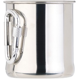 Semptec Urban Survival Technology Stainless Steel Tumbler: Lightweight Stainless Steel Cup with Folding Carabiner Handle 250ml (Camping Cup)