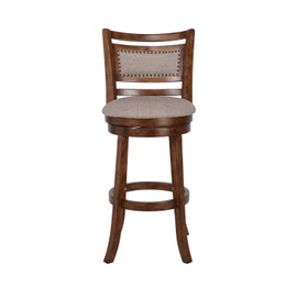 New Classic Furniture Aberdeen Pub Height Swivel Bar Stools, Set of 2, 29-Inch, Fabric Upholstered Seat & Back Rest, Brown