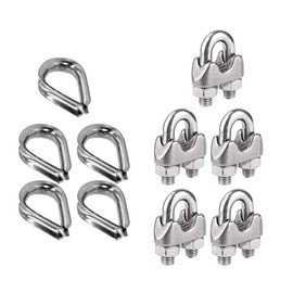 Wire Rope Clip,5Pcs 3mm Stainless Steel Wire Rope Cable Clip Clamp and 5Pcs M3 3mm Wire Rope Thimbles