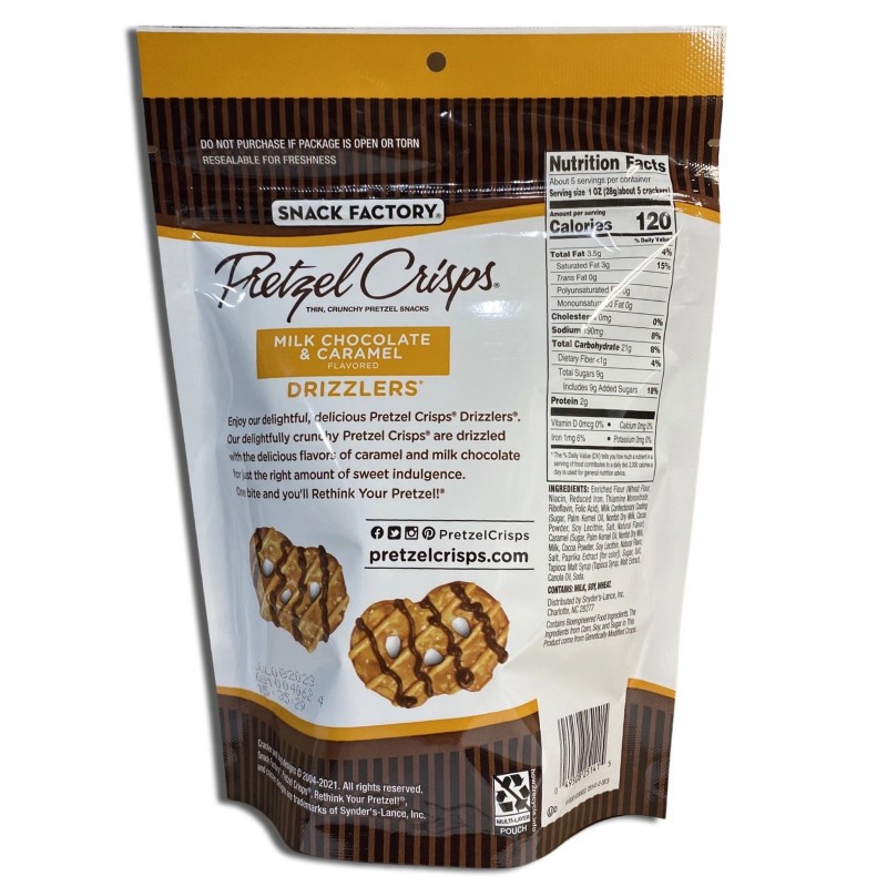 Tribeca Curations Snack Factory Milk Chocolate Pretzel Crisps Drizzlers 5.5