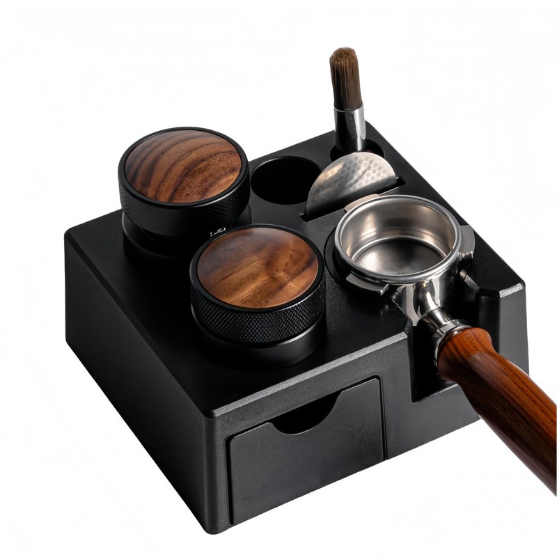 Compact Espresso Tamping Station ABS Construction with Ergonomic Design for