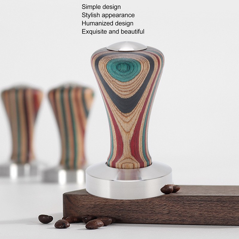 Colorful Wood Coffee Flat Tamper Stainless Steel Base Powder Hammer