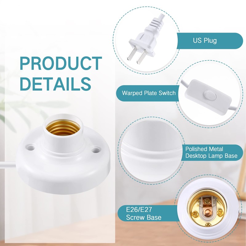 Yexiya 2 Pcs Light Socket with Cord Light Bulb Base