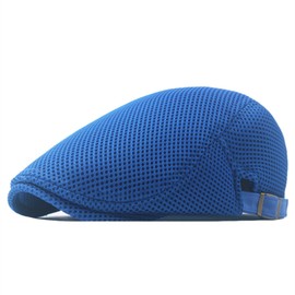 HIQIU Unisex Peaked Cap Beret Hat Men's Breathable Mesh Flat Cap Men's Summer Gatsby Newsboy Beret Cap Flat Cap Men's Summer Hat Sports Hat Adjustable 55 cm - 60 cm, blue, M - L