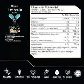 ETERNAL NUTRITION Neuro Sleep Magnesio Bisglicinato y Teanina (200 Caps)