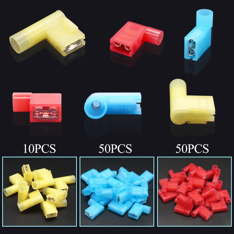 Twidec/110Pcs Nylon Flag Spade Female Insulated Terminals 22-18 18-14 12-10