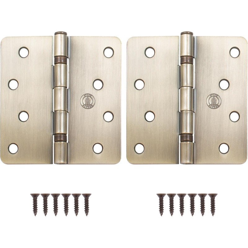 Stone Harbor Hardware 4" Ball-Bearing Door Hinges, 1/4" Radius Corner,