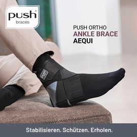 PUSH Ortho Aequi Semi-Rigid Ankle Brace for Ligament Injuries and Chronic Instability, Adjustable Ankle Brace with Elastic for Optimal Comfort and Stability (Left Size 1)