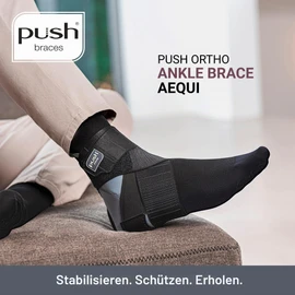 PUSH Ortho Aequi Semi-Rigid Ankle Brace for Ligament Injuries and Chronic Instability, Adjustable Ankle Brace with Elastic for Optimal Comfort and Stability (Left Size 1)