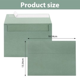 Green Envelopes (Pack of 40) - Self Seal Envelopes - Square Envelopes - 18.34 x 13.34 cm - Envelopes without Window - Ideal for Christmas, Greeting Cards and Invitations