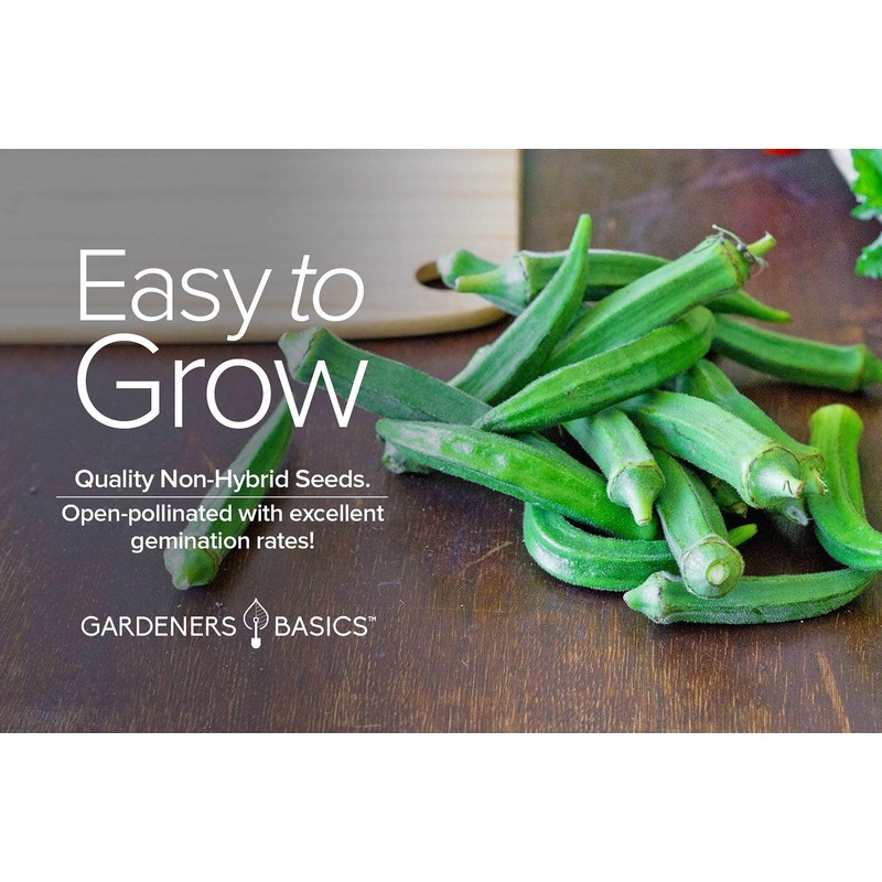 Gardeners Basics, Okra Seeds for Planting - Clemson Spinless Heirloom,