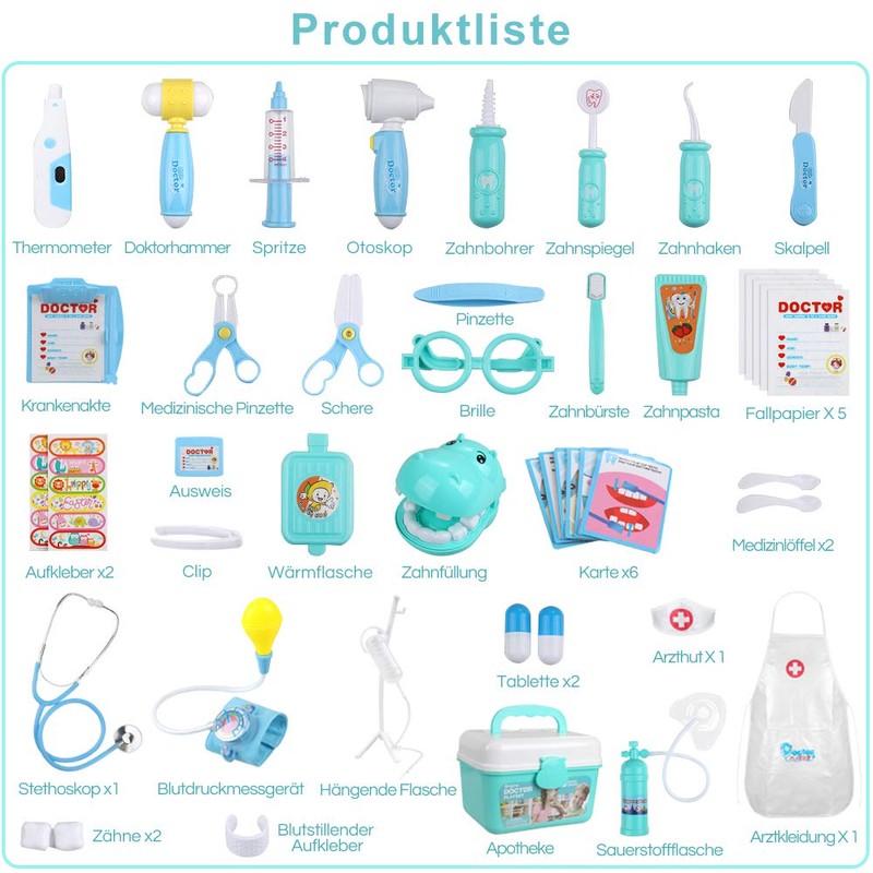 Anpro 46-Piece Doctor's Case Medical Toy Role Play Toy Set,