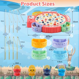 Aischens Fishing Game Fish Fishing Game Toy with 55 Fish and 8 Children's Fishing Spinning Fishing Toy with Music Children, Magnetic Fishing Game from 3 4 5 6 Years Girls Boys Gifts
