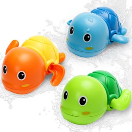 TOHIBEE Bath Toys, Cute Swimming Turtle Baby Bath Toys for Toddler 1-3, Water Pool Floating Wind Up Toys for 1 Year Old Boy Girl Gifts, Infant Toddlers Kids Bathtub Toys, 3 Pack