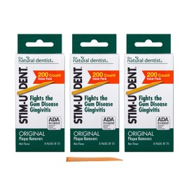Stim-U-Dent, Plaque Removers for Teeth and Gums, 600 Soft, Mint Flavor Biodegradable Dental Picks, Alternative to Dental Floss and Plastic Floss-Picks, 200 Per Box, 3 Boxes