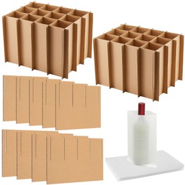 2 Sets Moving Box Glasses Divider Kits for Kitchen Dish Glassware Packing Shipping Storage Include 18 Pcs Corrugate Cell Dividers, 24 Pcs Foam Pouches Fits in 18 x 14 x 12 Inch, Box Not Included