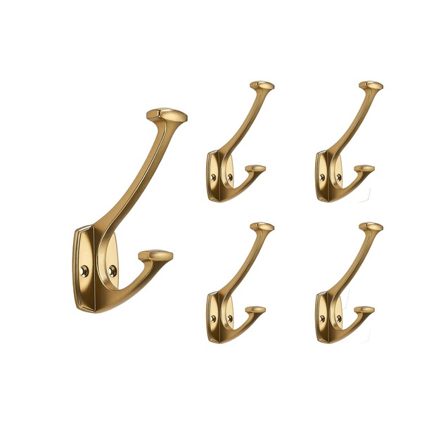 LONHECAN Champagne Bronze Hooks Wall Mounted Decorative Solid Heavy-Duty Coat