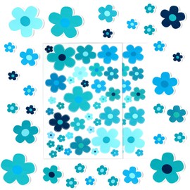 70pcs Flowers Car Stickers Set, Bike Stickers for Frame Vinyl Decals Bike Decoration, Waterproof Sticker for Car Bumper, Self Adhesive Bicycle Sticker for Window Journal Luggage (Blue)