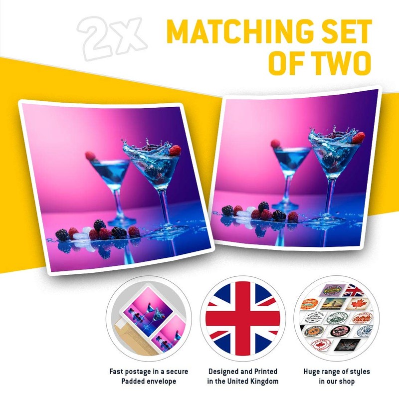 2 x 10cm Square Vinyl Stickers - Cocktail Drinks Beverage