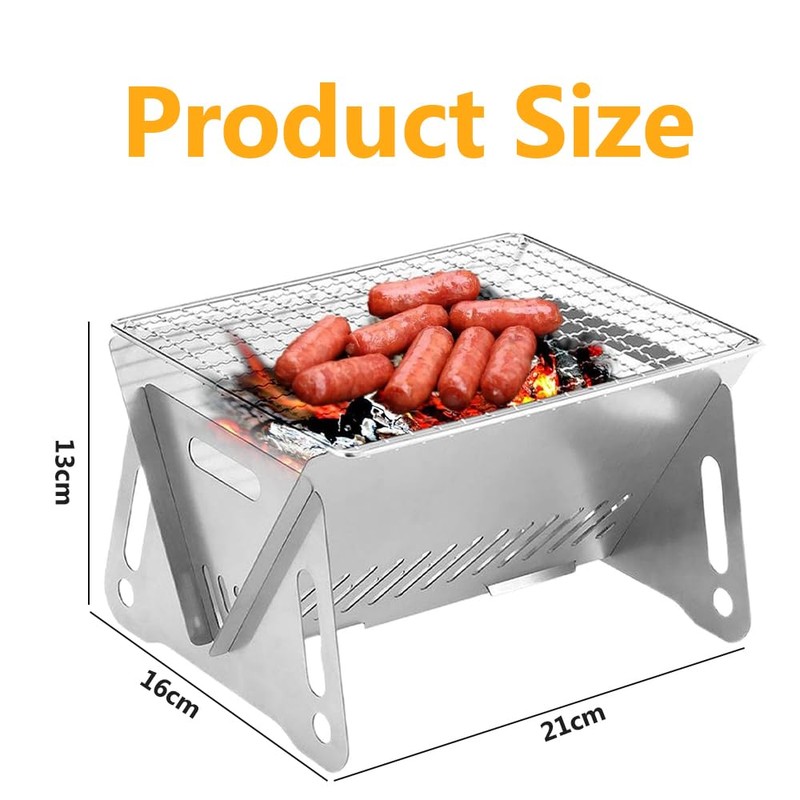 Stainless Steel BBQ, Portable Grill, Multi-Purpose Foldable Camping Stove, Ultra-Lightweight,