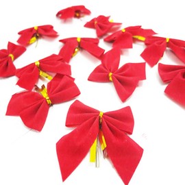 ROSENICE Pack of 10 Bowties Bowtie Christmas Tree Decoration Christmas Decoration (Red)
