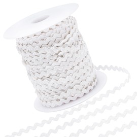 GORGECRAFT 50Yard Rick Rack Trim Ribbon Wave Sewing Bending Fringe Trim 3.5mm for Sewing Flower Making Wedding Party Lace Ribbon Craft (White)