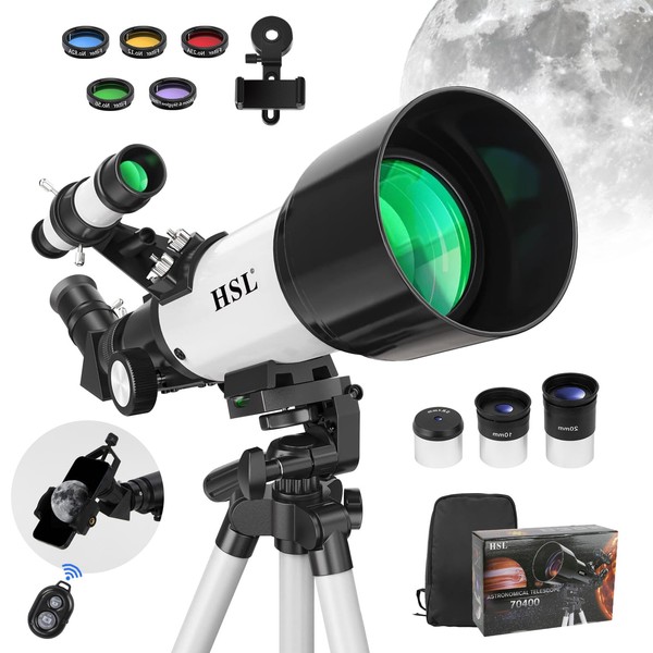 HSL70400 Telescope for Kids 8-12,Telescope for Adults high Powered,70mm Aperture