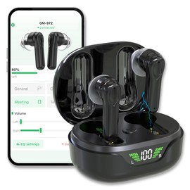 Premium Digital Hearing Aids for Seniors and Adults w/Noise Reduction, Lightweight In-Ear Bluetooth Hearing Amplifiers, Smart App Control, Rechargeable All-Day Battery Life Magnetic LCD Charging Case